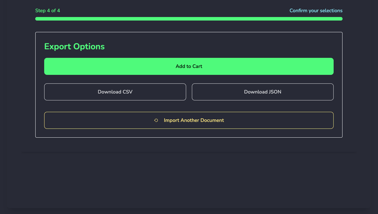 Confirmation Screen