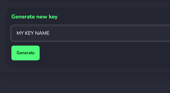 Doc2cart API Keys generation page